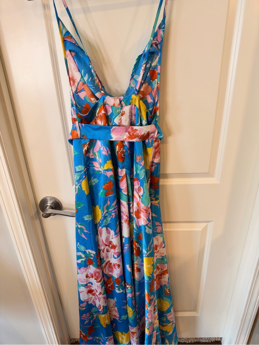 Fashion Nova Blue Tropical Floral Cowl Neck Maxi Dress - Picture 11 of 16